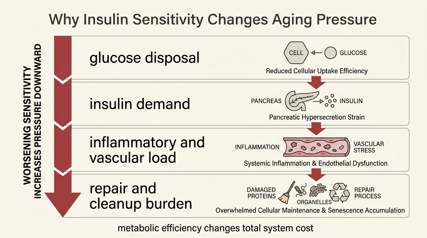 A 2026 LifeMeter analysis of why insulin sensitivity changes metabolic stress, disease exposure, and repair burden even before overt diabetes arrives.