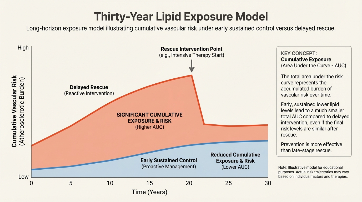 Thirty-year exposure model for lipid-related vascular risk.