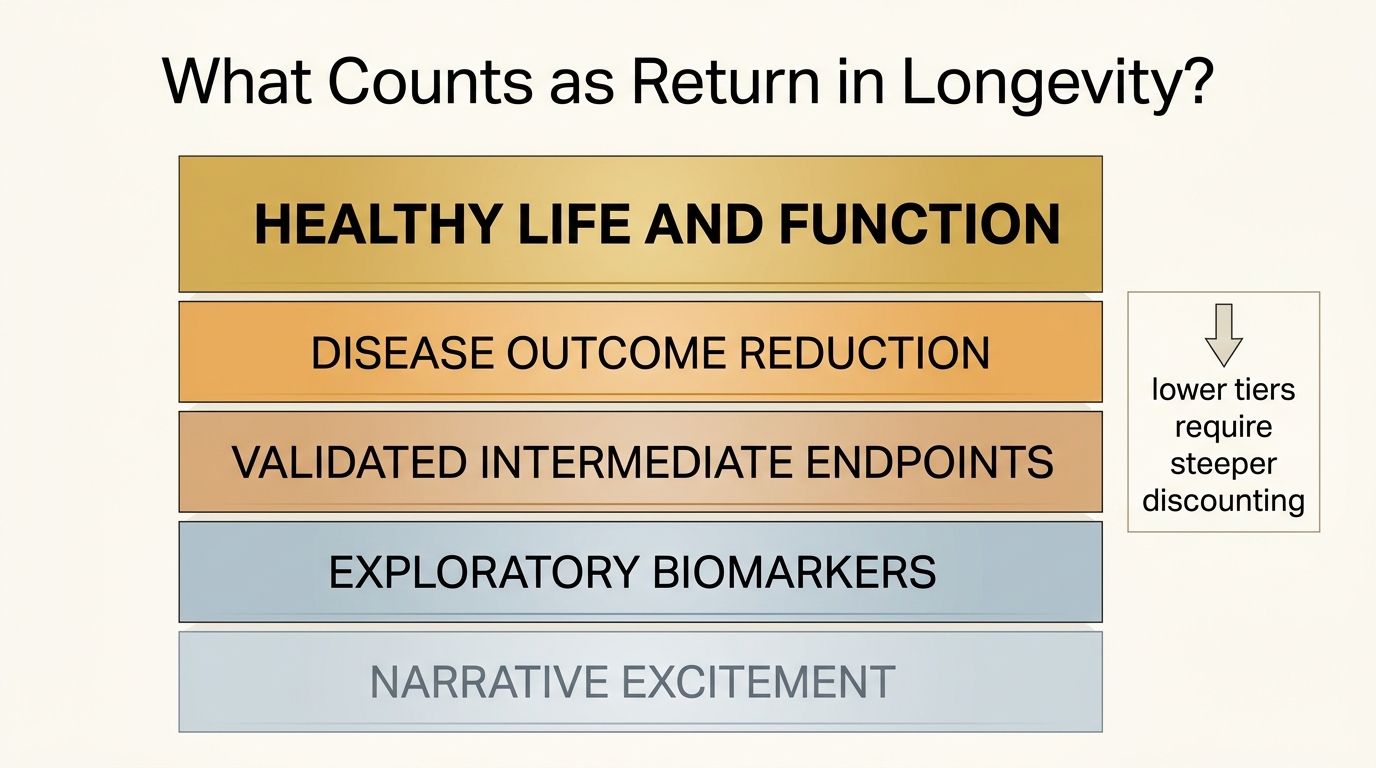 A 2026 LifeMeter analysis of how to price healthy-life payoff, biomarker uncertainty, and real-world friction when judging longevity interventions.