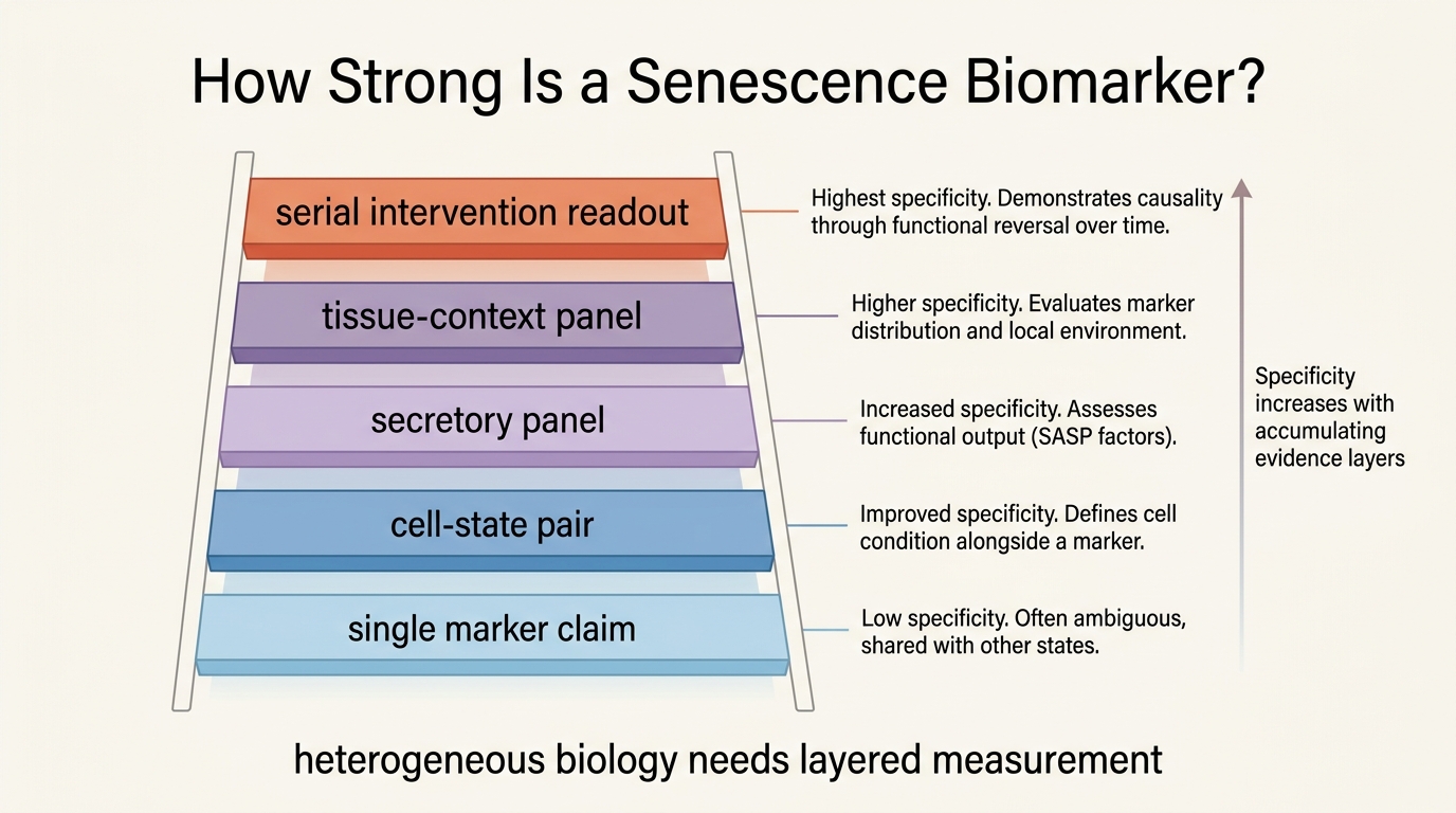 A 2026 LifeMeter analysis of how senescent burden is measured, why no single marker is enough, and where panel-based measurement is becoming more useful.